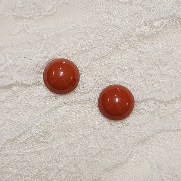 Vintage Burnt Orange Metal Half Dome Circle Stud Pierced Button Earrings - Picture 1 of 7